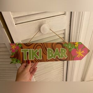 Tiki Bar Hanging Sign with Floral Design
